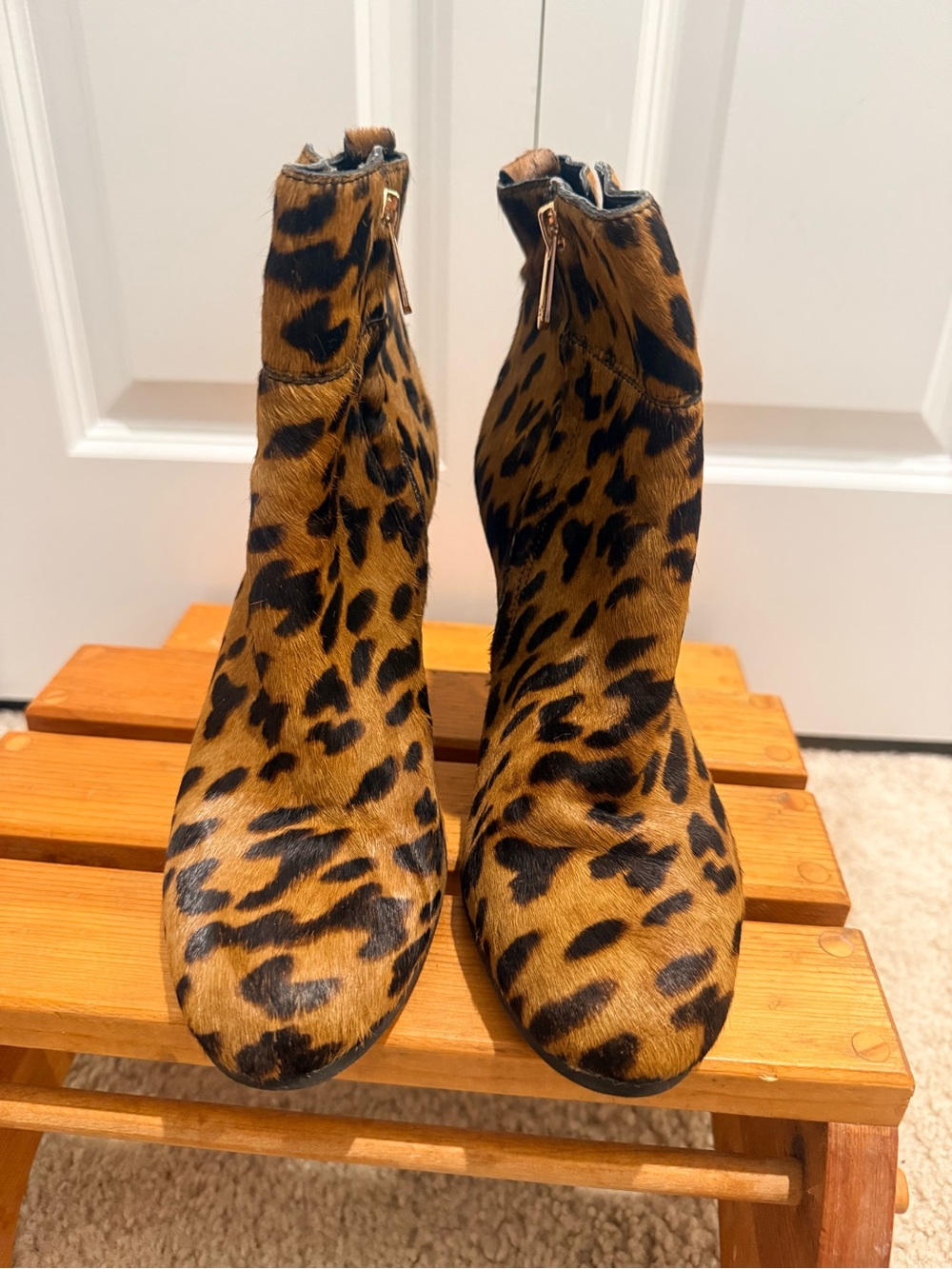 Sam Edelman Leopard Hair Ankle Booties - Brown/Black 7.5